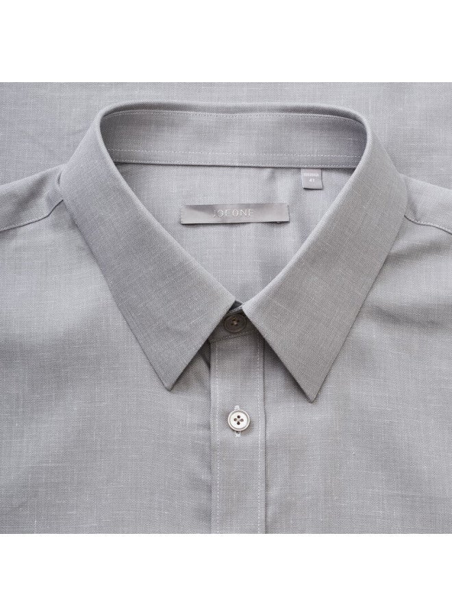 Joeone Men's Formal Short-sleeve Shirt , Spring And Summer Anti-wrinkle Easy-care Tencel Linen Dress Shirt For Me - Image 5