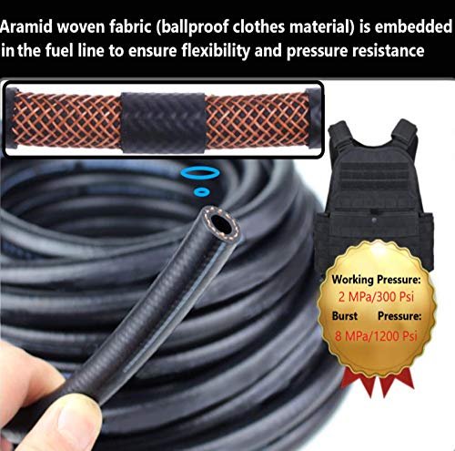 NEW DAFU 1/4 Inch 6mm ID NBR Nylon Braided Fuel Line Set,5 Ft＋6 Pcs 2/5 Inch ID Hose Clamps,For Motorcycle Kawasaki Kohler Briggs Stratton Small Engines,Boat Marine Outboard Gas Diesel Petrol - Image 2