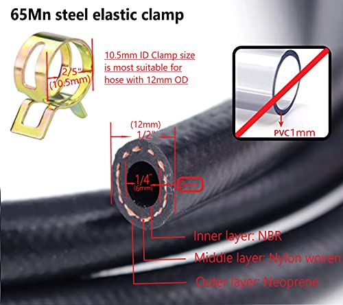 NEW DAFU 1/4 Inch 6mm ID NBR Nylon Braided Fuel Line Set,5 Ft＋6 Pcs 2/5 Inch ID Hose Clamps,For Motorcycle Kawasaki Kohler Briggs Stratton Small Engines,Boat Marine Outboard Gas Diesel Petrol - Image 5