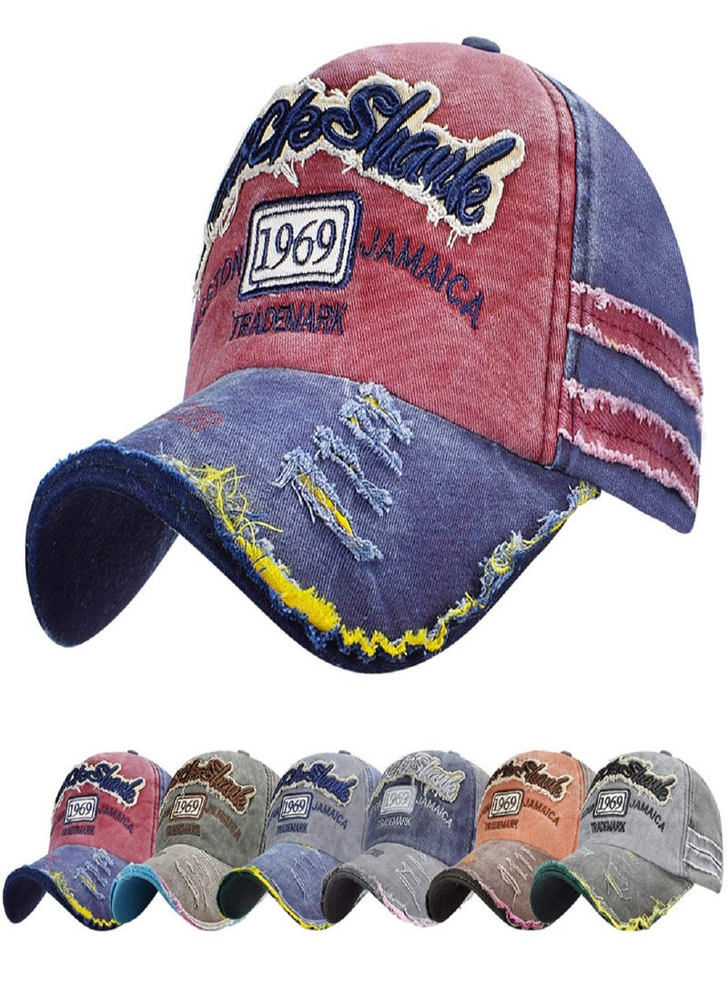 SYOSI Classic Baseball Cap, Unisex Distressed Baseball Caps Mens Vintage Trucker Hat Washed Cotton Adjustable Embroidery 1969 Baseball Hat Snapback Outdoor Sports Sun Hat, Casual Summer Cap(Wine)  - Image 1