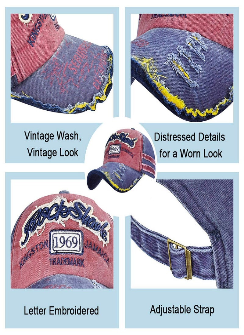 SYOSI Classic Baseball Cap, Unisex Distressed Baseball Caps Mens Vintage Trucker Hat Washed Cotton Adjustable Embroidery 1969 Baseball Hat Snapback Outdoor Sports Sun Hat, Casual Summer Cap(Wine)  - Image 3
