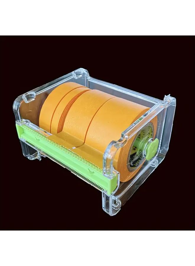 Green Precision Masking Tape Set 4 Roll Fine Line DIY Painting Dispenser Cutter Storage Box - Image 1