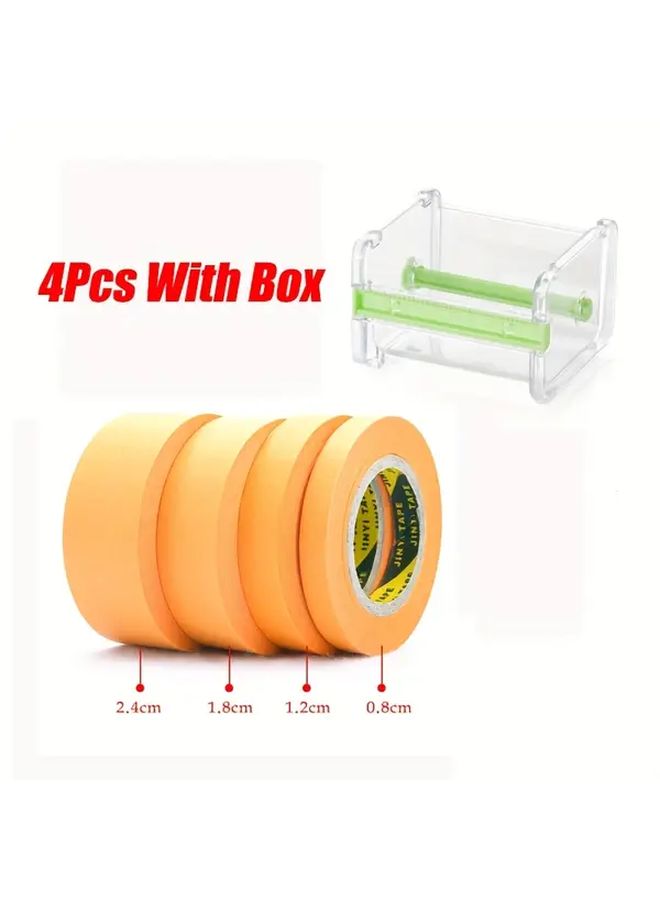 Green Precision Masking Tape Set 4 Roll Fine Line DIY Painting Dispenser Cutter Storage Box - Image 2