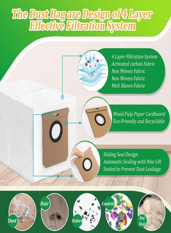 12 قطعة لأكياس الغبار Eufy L50 SES L60 SES البديلة لأكياس Conga Home 1000/8090 Ultra/9090AI لأكياس المكنسة الكهربائية الروبوتية Haier H9 Plus (سعة 2.5 لتر) - Image 2