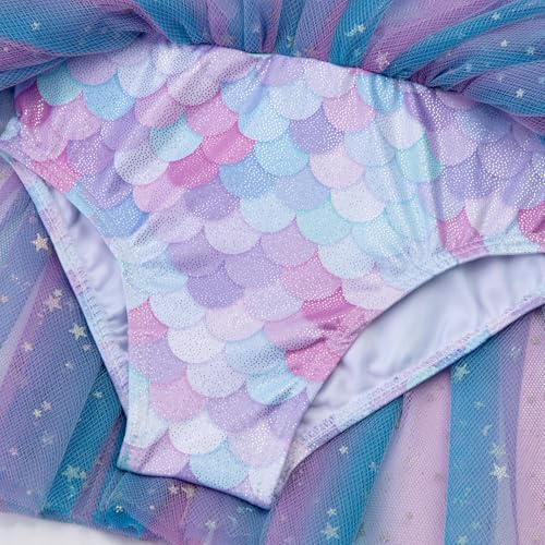 EQSJIU Long Sleeve Dance Leotard for Girls Sparkly Snowflake Ballet Dress Toddler Tutu Skirted Leotard Outfits for Girls, 3-4T, Longsleeve Mermaid - Image 5