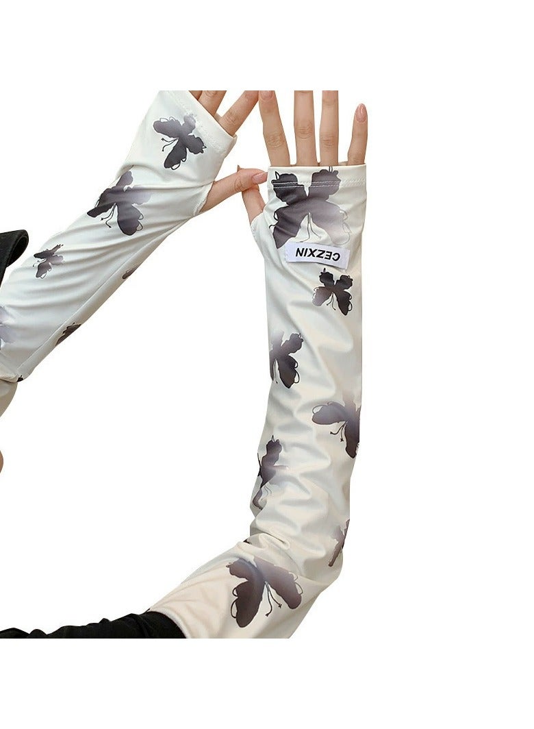 Goolsky Gradient Butterfly Ice Silk Sun Sleeves – Cute Women UV Protection Gloves Summer Cycling Driving Arm Covers - Image 2