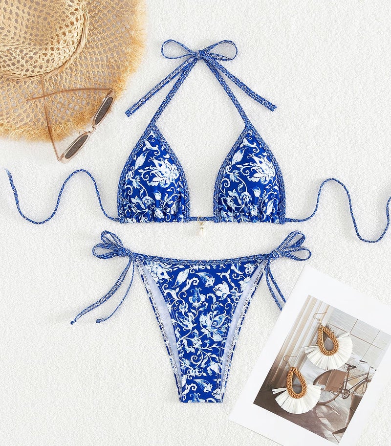 Tainehs Women's Sexy Halter Bikini Set Triangle Top String Swimwear Two Piece Swimsuits Cheeky Bathing Suit - Image 4