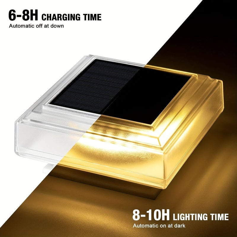 Solar Deck Lights 2 Pack With LED Outdoor Fence Post Cap Lights Crystal Embellished Spotlight With Light Sensor Polished Finish Portable Semi Flush Mount Nickel Battery Powered Warm Light For Villa Courtyard Garden Balcony Landscape White Shell Deck Lights - Image 5