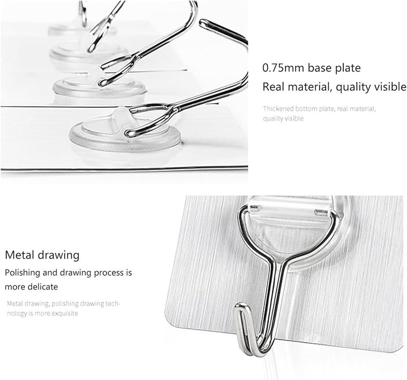 خطافات جدارية لاصقة شفافة بدون حفر، مثبتات بسيطة تلصق مباشرة. - Image 5