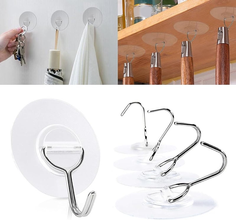 خطافات جدارية لاصقة شفافة بدون حفر، مثبتات بسيطة تلصق مباشرة. - Image 3