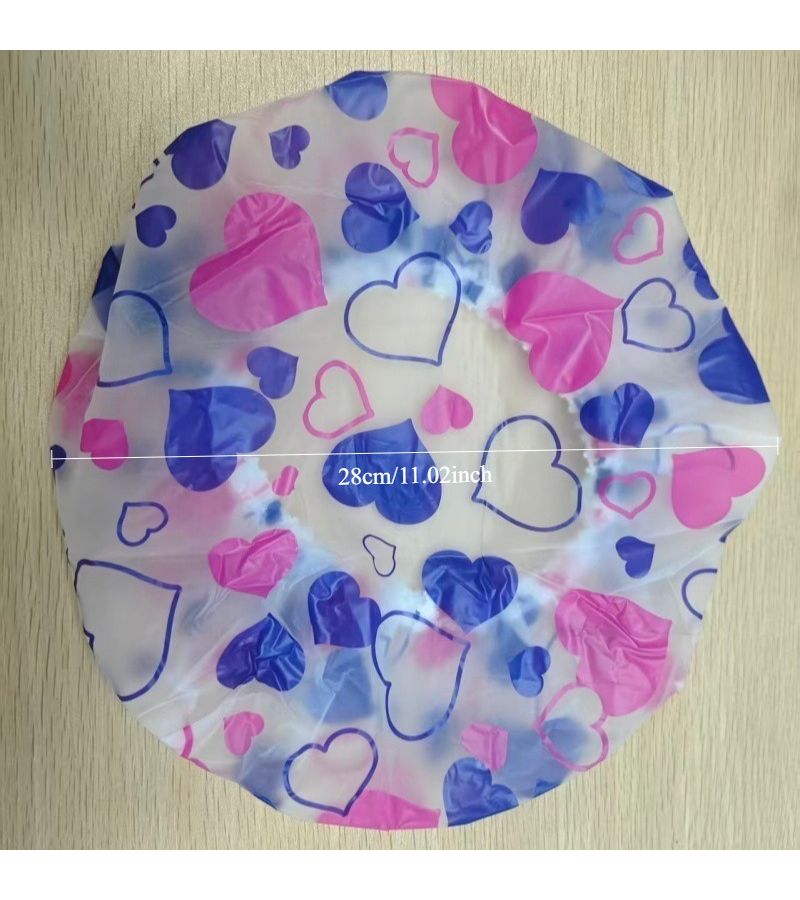 4 Random Color Printed Shower Caps Elastic Band Reusable For Hair Salon Travel - Image 3