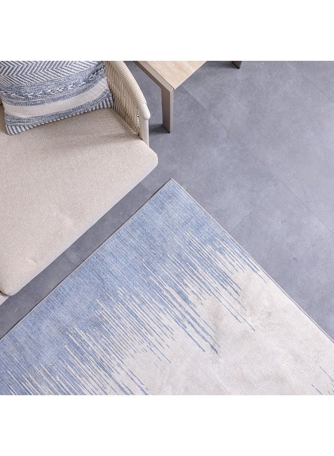 DANUBE HOME Harper Outdoor Washable Abstract Rug | Washable Outdoor Rugs Style | Polyester Area Rug Floor Covering | Indoor Carpet For Living Room Dining Bedroom 200X300cm-Blue - Image 1