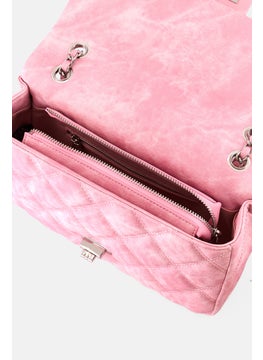 bebe Women Quilted Crossbody Bag 25 L x H 17 x W 8 cm, Light Pink  - Image 3