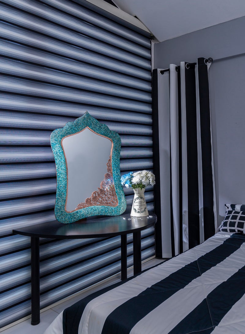 Aghajani Luxury Home Decor Copper and Turquoise Super Large Latticed Decorative Mirror 95cm Tall - Image 2