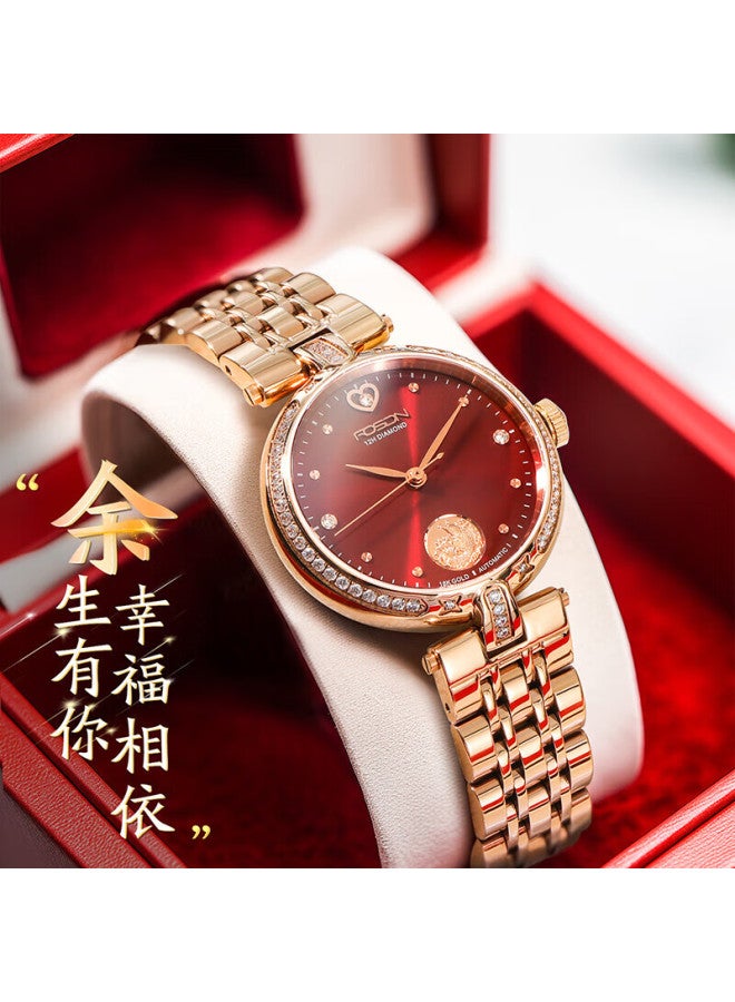 Rosdn Women's Gold Watch 18k Gold Genuine Diamond Mechanical Luxury Brand Birthday Gift For Women March 8 Women's Day Top Ladies Watch - Image 2