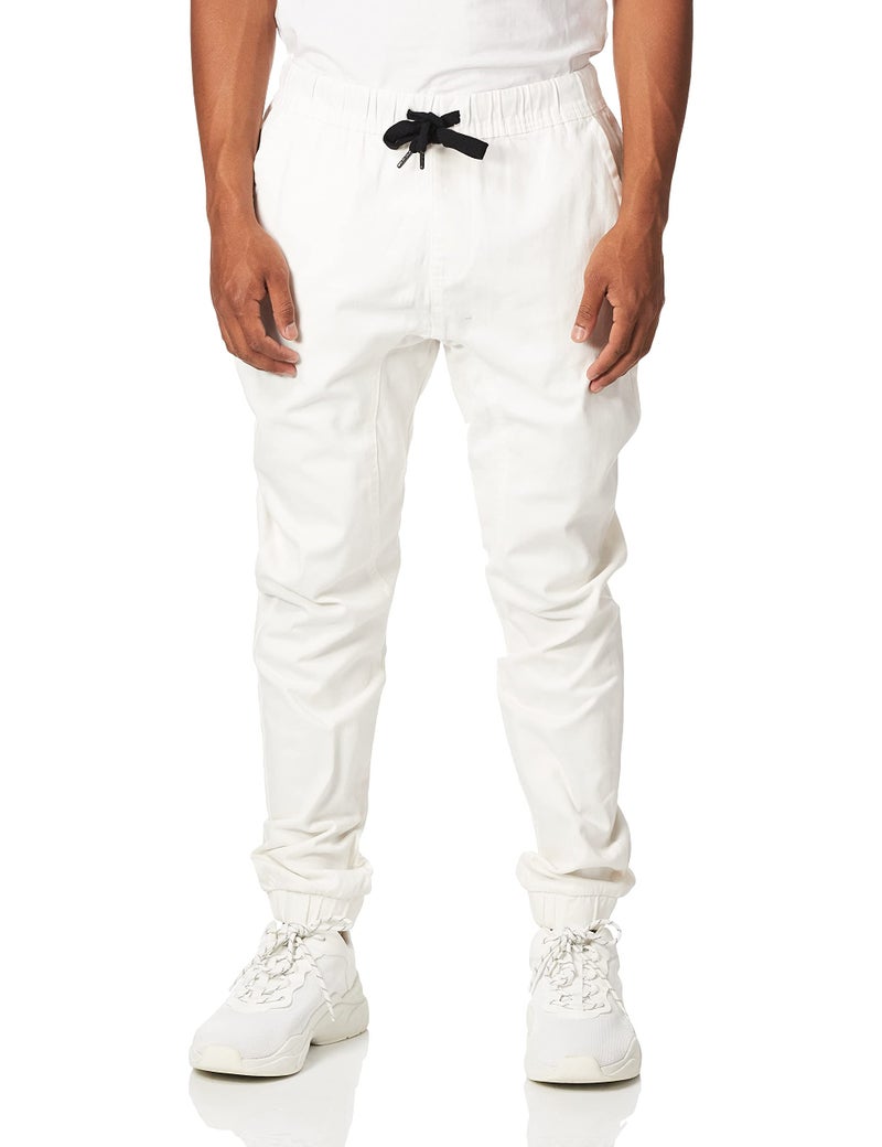 WT02 Men's Twill Jogger Pants, White, Large - Image 1