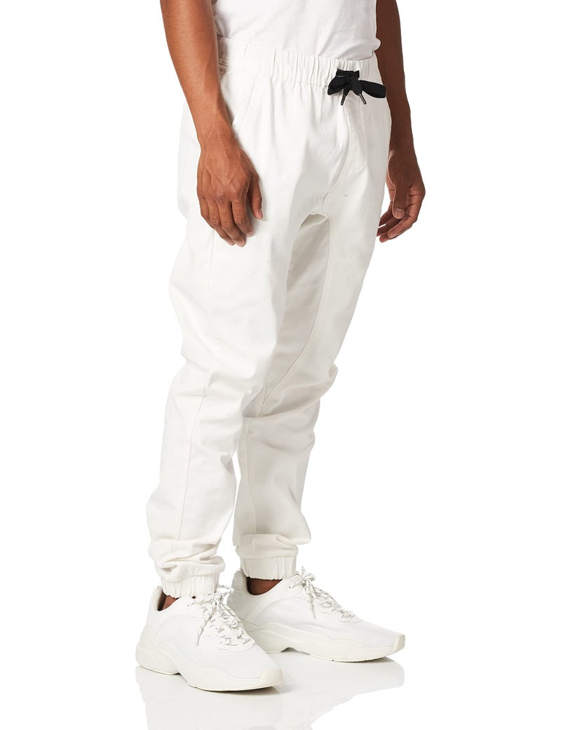 WT02 Men's Twill Jogger Pants, White, Large - Image 2