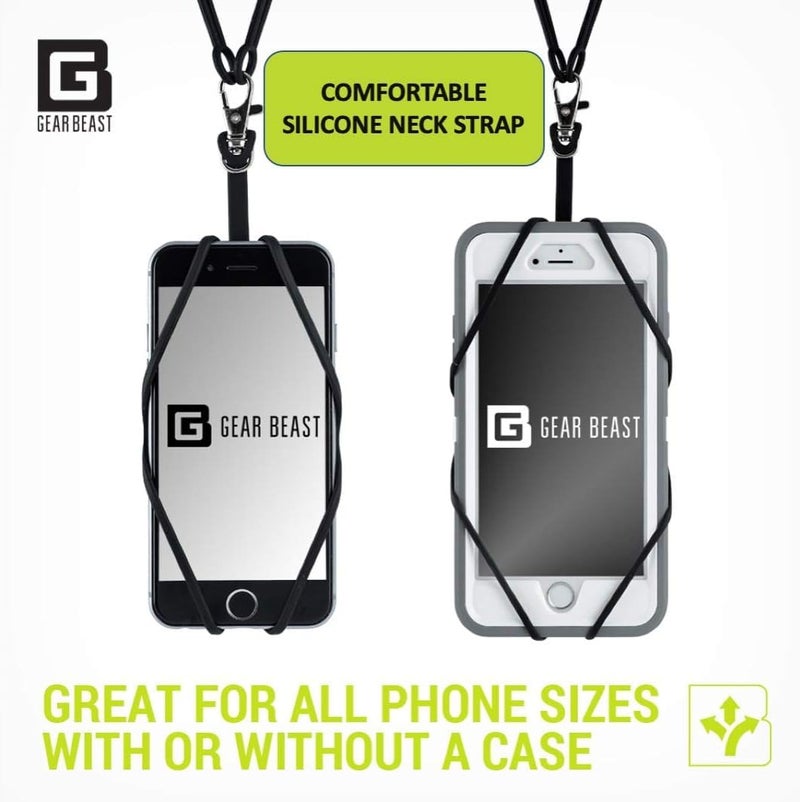 Gear Beast Cell Phone Lanyard - Universal Neck Phone Holder w/Card Pocket and Silicone Neck Strap - Compatible with Most Smartphones, Clear - Image 3