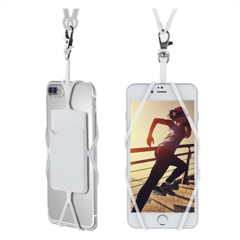 Gear Beast Cell Phone Lanyard - Universal Neck Phone Holder w/Card Pocket and Silicone Neck Strap - Compatible with Most Smartphones, Clear - Image 1