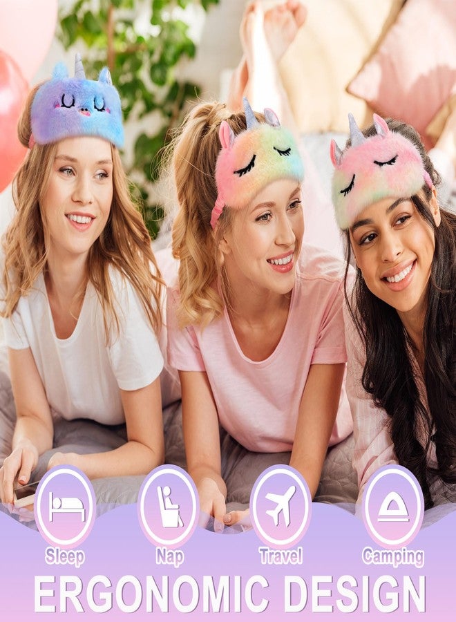 Zhanmai 8 Pcs Unicorn Sleep Mask Plush Faux Eye Mask Soft Fur Unicorn Eye Blindfold Cute Funny Animal Sleep Shade for Home Travel Nap Night - Image 4