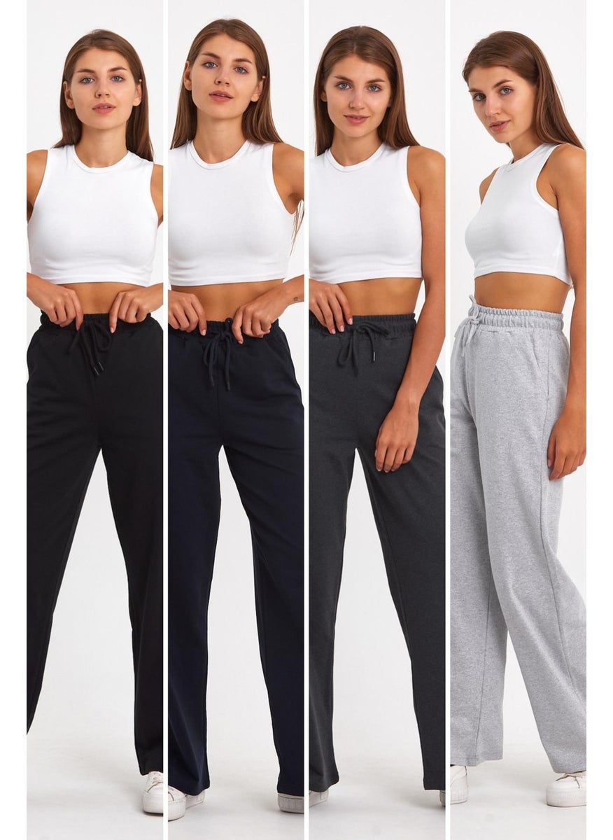 Black-Navy Blue-Anthracite-Grey Women's Seasonal Loose Wide Comfortable Leg 4-Piece Sweatpants with Side Pockets - pzsku/ZA9ADFDF9B4EA410831A2Z/45/_/1741264892/238f5846-8379-4c59-a077-fdee94add5e4