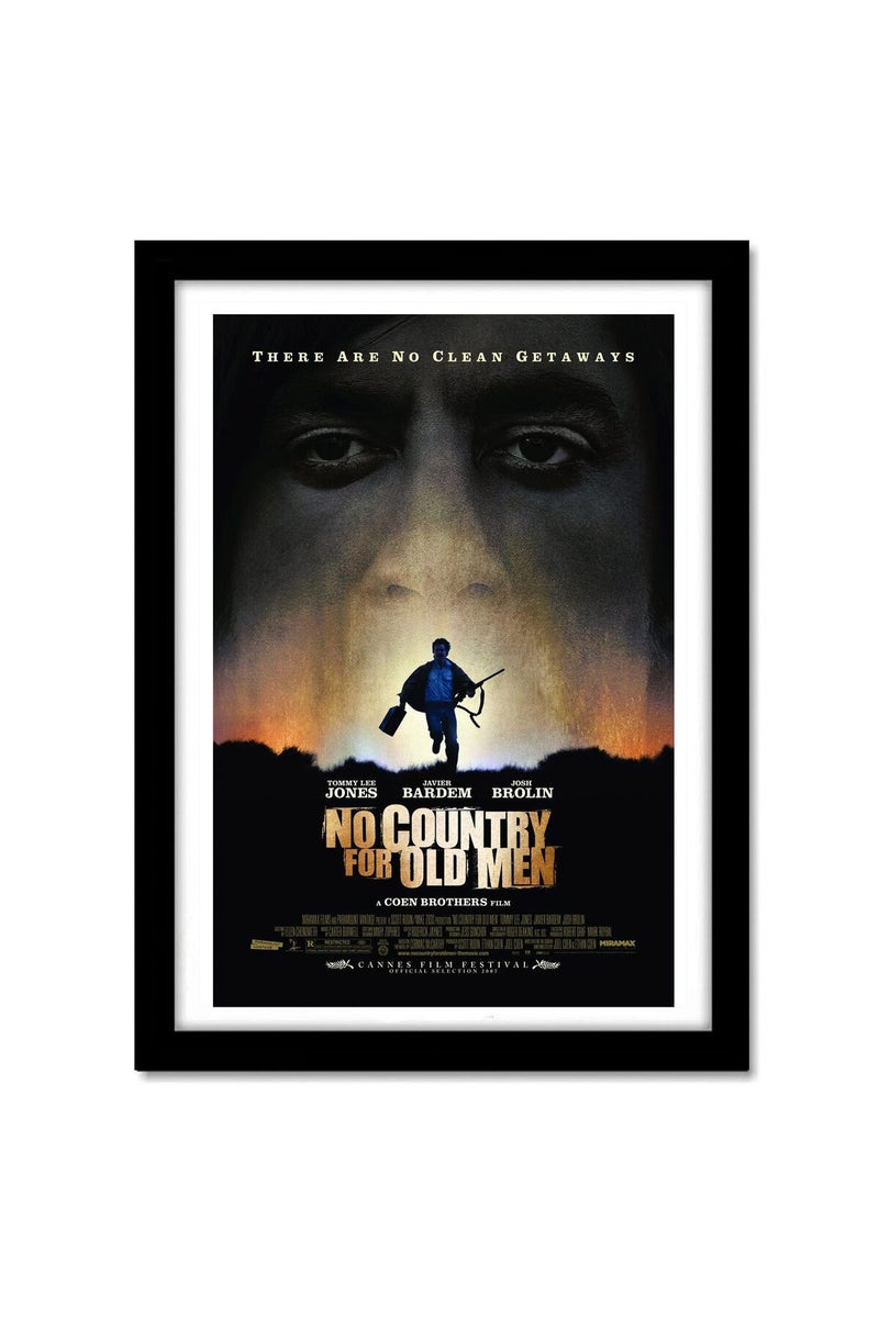 GRAY WALL Framed Minimal Art Poster - No Country For Old Men - Image 1