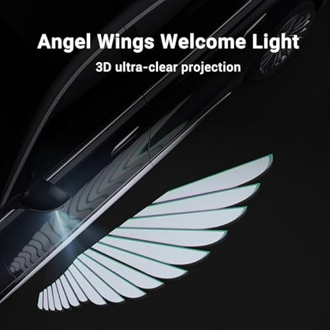 KASTWAVE Led Car Door Light Logo Projector Side Rearview Mirror Welcome Lights Car Brand Logo Car Door Light Led Ghost Shadow Light Projector For Sedan Suv Commercial Vehicle Angel Wings - Image 2
