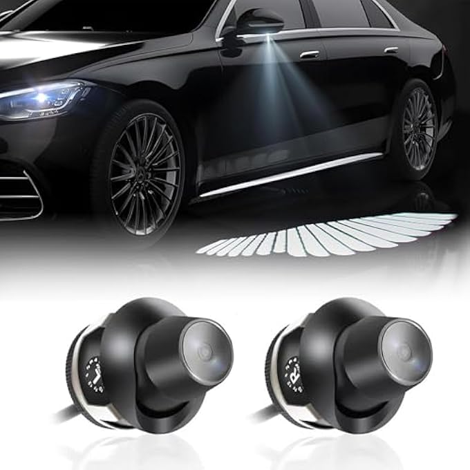 KASTWAVE Led Car Door Light Logo Projector Side Rearview Mirror Welcome Lights Car Brand Logo Car Door Light Led Ghost Shadow Light Projector For Sedan Suv Commercial Vehicle Angel Wings - Image 1