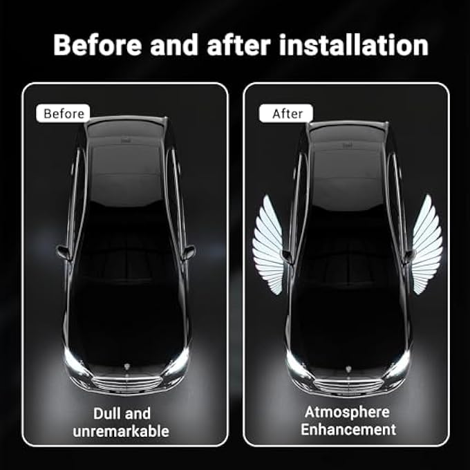 KASTWAVE Led Car Door Light Logo Projector Side Rearview Mirror Welcome Lights Car Brand Logo Car Door Light Led Ghost Shadow Light Projector For Sedan Suv Commercial Vehicle Angel Wings - Image 3