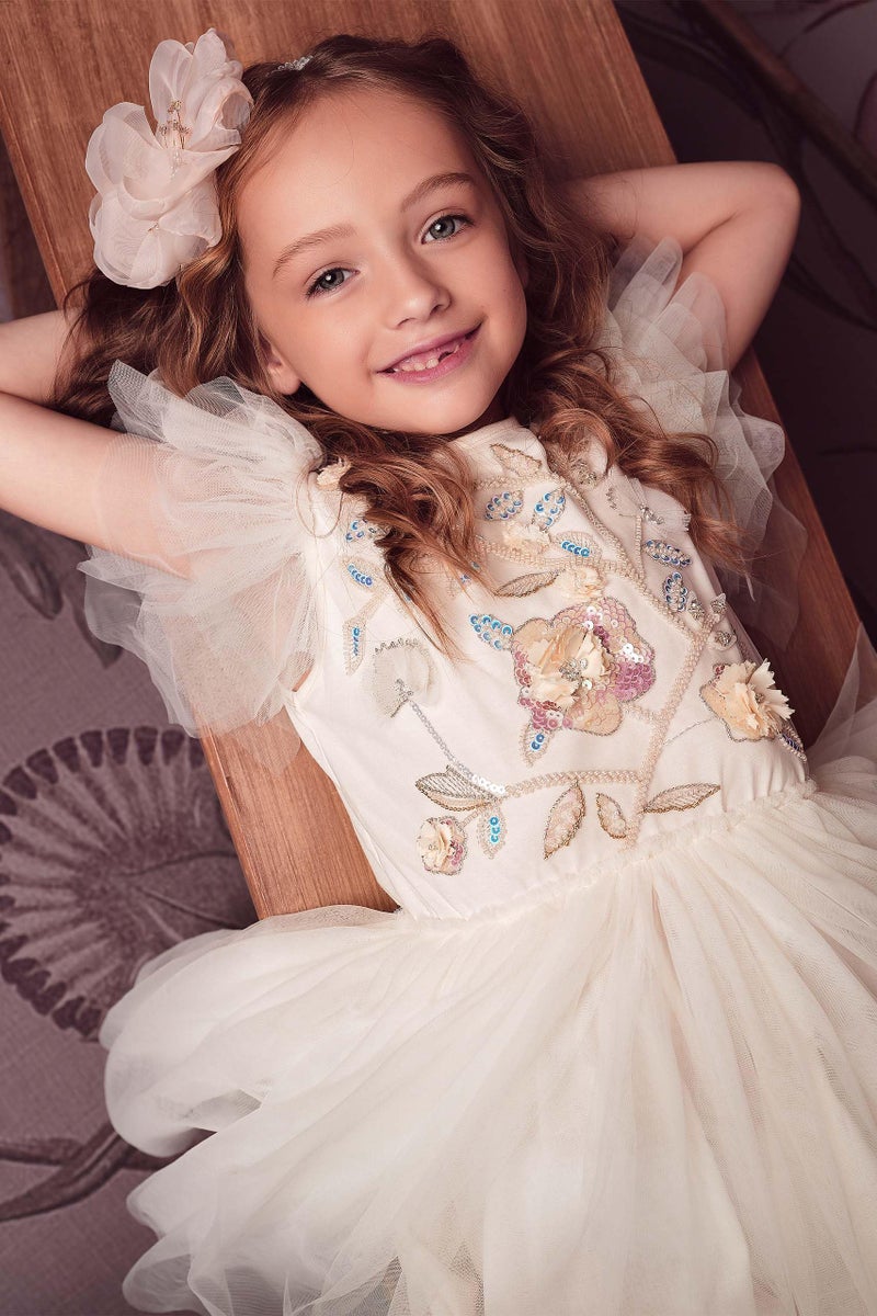 TUTULAND Tutu Dress for Girls - Embroidered Tulle Tiered Layered Flower Toddler Dress for Wedding & Birthday - Image 3