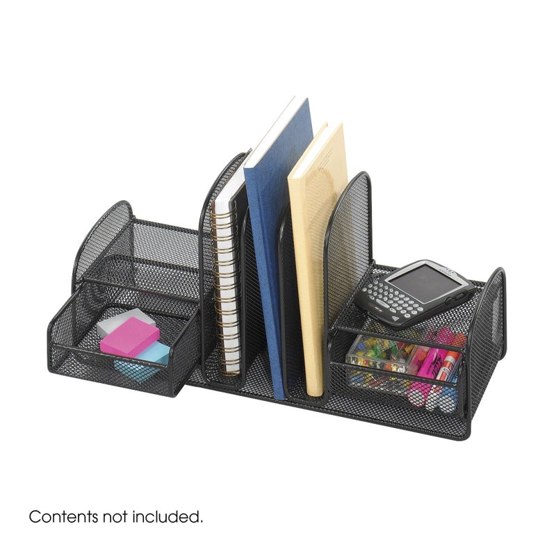 Safco Product 3263BL Onyx Mesh Desk Organizer with Three Vertical Sections, Two Baskets, Home, Office & Classroom Organization Black, 7.8" x 17" x 6.8" - Image 2