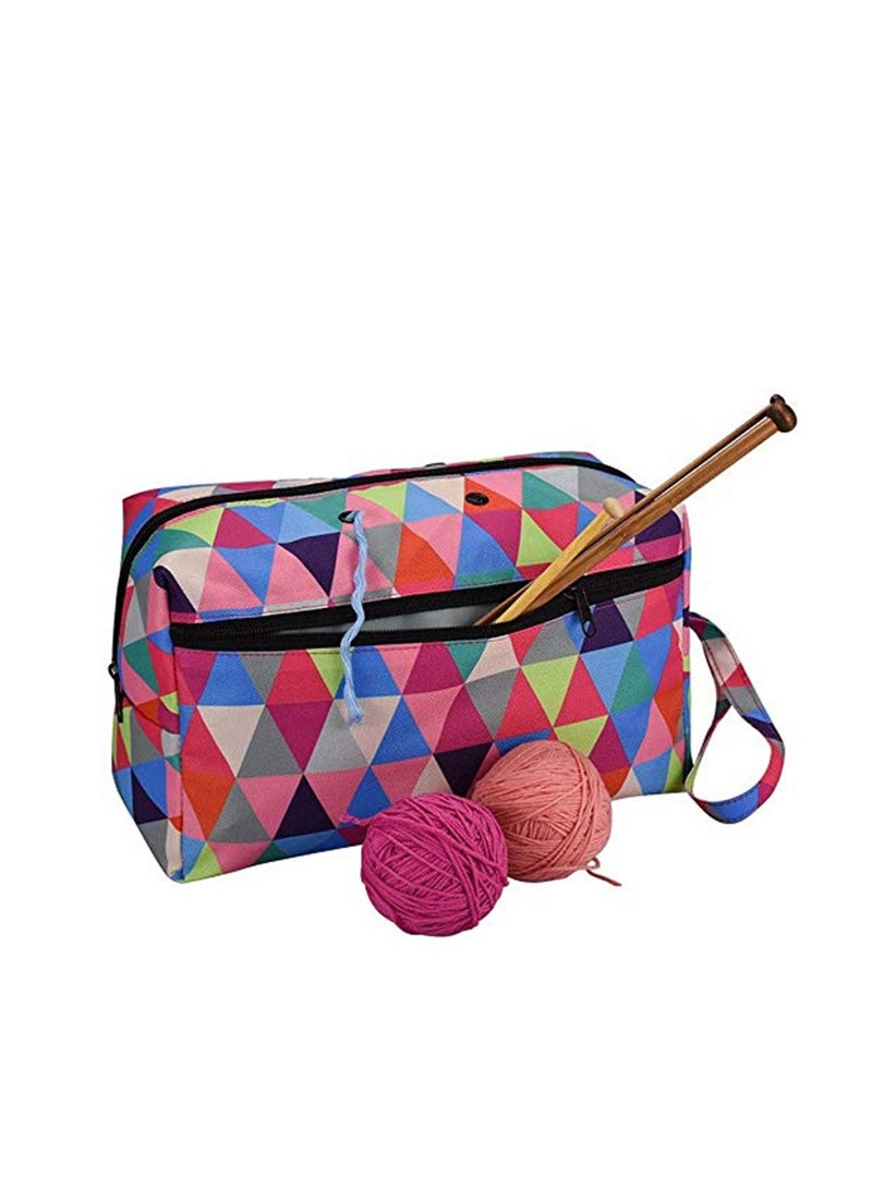 SYOSI Crochet Bag, Knitting Yarn Storage Bag, Portable Crochet Tote Organizer with Zipper and Pockets, Color Oxford Sweater Crochet Hooks Organization Package for Wool and Needles Storage - Image 3
