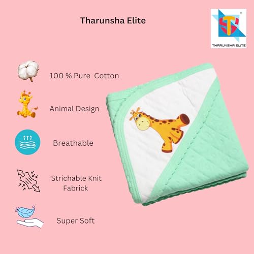 THARUNSHA ELITE Hooded Wrapper, a Soft and Cozy Baby Towel Designed for Newborns (0-12 Months). It's Easy to wrap Your Little one snugly Super-Soft, Skin-Friendly Material. (1, Green) - Image 4