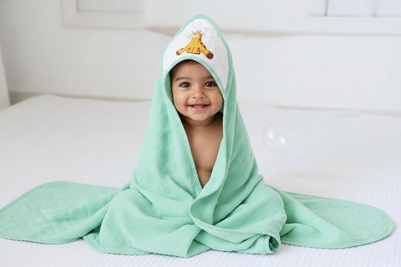 THARUNSHA ELITE Hooded Wrapper, a Soft and Cozy Baby Towel Designed for Newborns (0-12 Months). It's Easy to wrap Your Little one snugly Super-Soft, Skin-Friendly Material. (1, Green) - Image 1