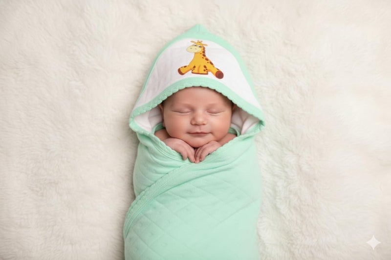 THARUNSHA ELITE Hooded Wrapper, a Soft and Cozy Baby Towel Designed for Newborns (0-12 Months). It's Easy to wrap Your Little one snugly Super-Soft, Skin-Friendly Material. (1, Green) - Image 2