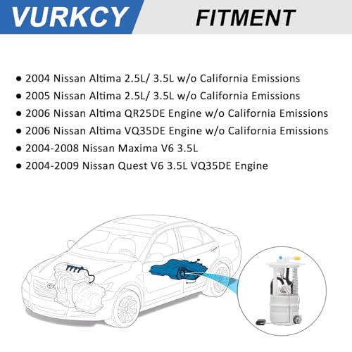 Vurkcy Electric Fuel Pump Module Assembly Compatible with 2004 2005 2006 Nissan Altima 2.5L 3.5L, 2004-2008 Nissan Maxima 3.5L, 2004-2009 Nissan Quest V6 3.5L, E8545M, w/o California Emission - Image 3