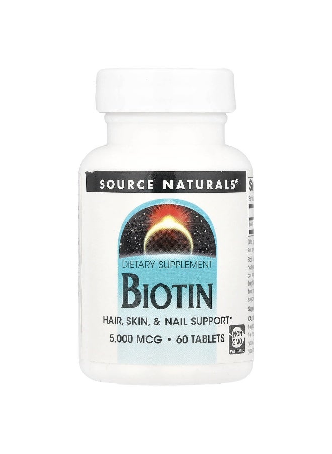 Source Naturals Source Naturals, Biotin, 5,000 mcg , 60 Tablets  - Image 1