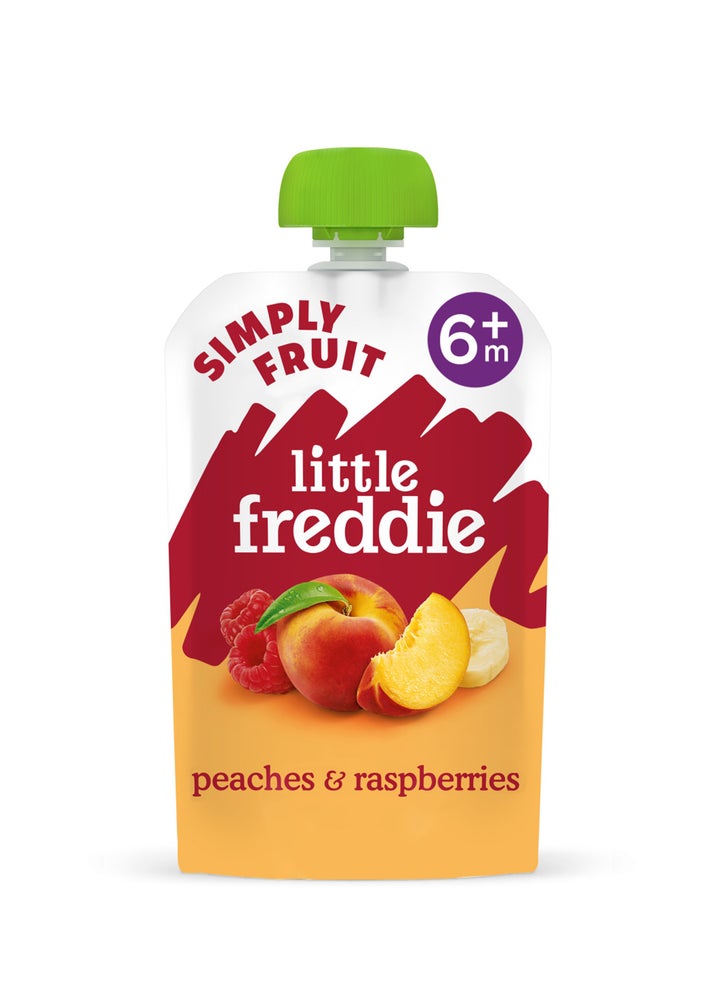 Organic Peaches & Raspberries baby food pouch +6m 100g