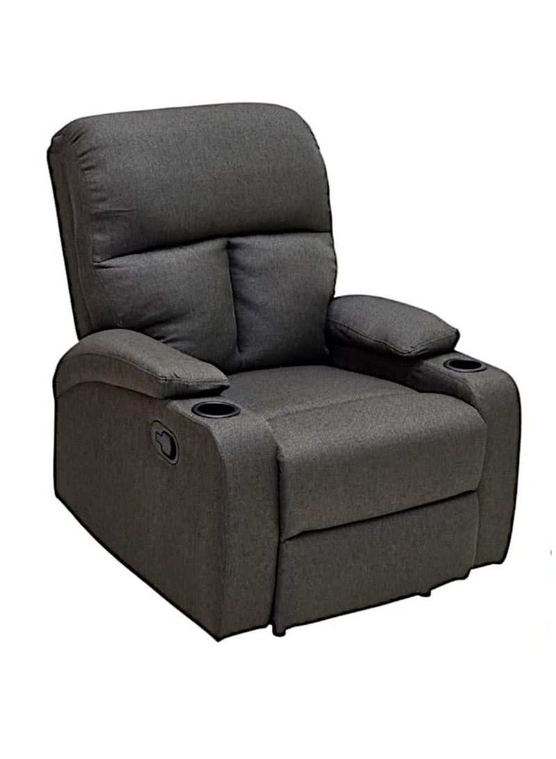 Sabir & Bros Furniture LLC SBF Single Seater Fabric Recliner Sofa – Manual Reclining One-Seater Lounge Chair with Cup Holders – Modern Design & Ultimate Comfort for Living Room & Home Relaxation, Grey - Image 1