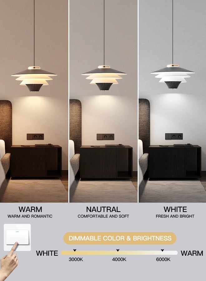 YATAI LIGHTING Modern LED Pendant Light Fixture, 10W Dimmable Conical LED Ceiling Light with Adjustable Height, 3000K-6000K Color Temperature, 8.26" Cone for Kitchen/Bedroom/Living Room, Black  - Image 3