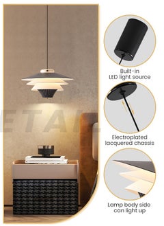 YATAI LIGHTING Modern LED Pendant Light Fixture, 10W Dimmable Conical LED Ceiling Light with Adjustable Height, 3000K-6000K Color Temperature, 8.26" Cone for Kitchen/Bedroom/Living Room, Black  - Image 4