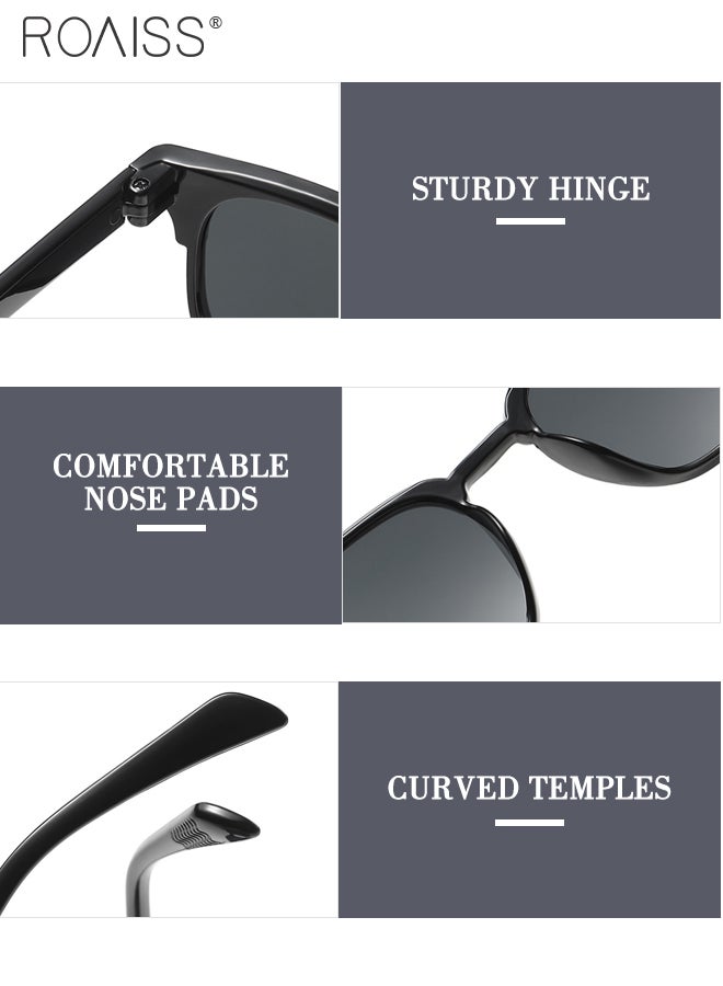 رويس نظارة شمسية دائرية للرجال، قطعتان، حماية من الأشعة فوق البنفسجية 400، نظارات شمسية أنيقة مزخرفة للحفلات الخارجية والتصوير الفوتوغرافي في الشوارع - Image 4