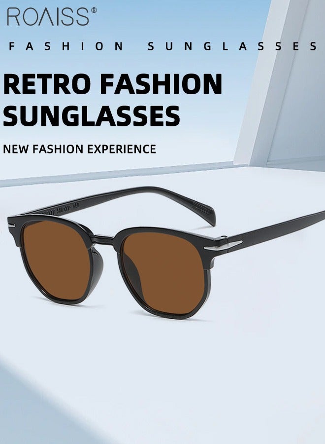 رويس نظارة شمسية دائرية للرجال، قطعتان، حماية من الأشعة فوق البنفسجية 400، نظارات شمسية أنيقة مزخرفة للحفلات الخارجية والتصوير الفوتوغرافي في الشوارع - Image 5