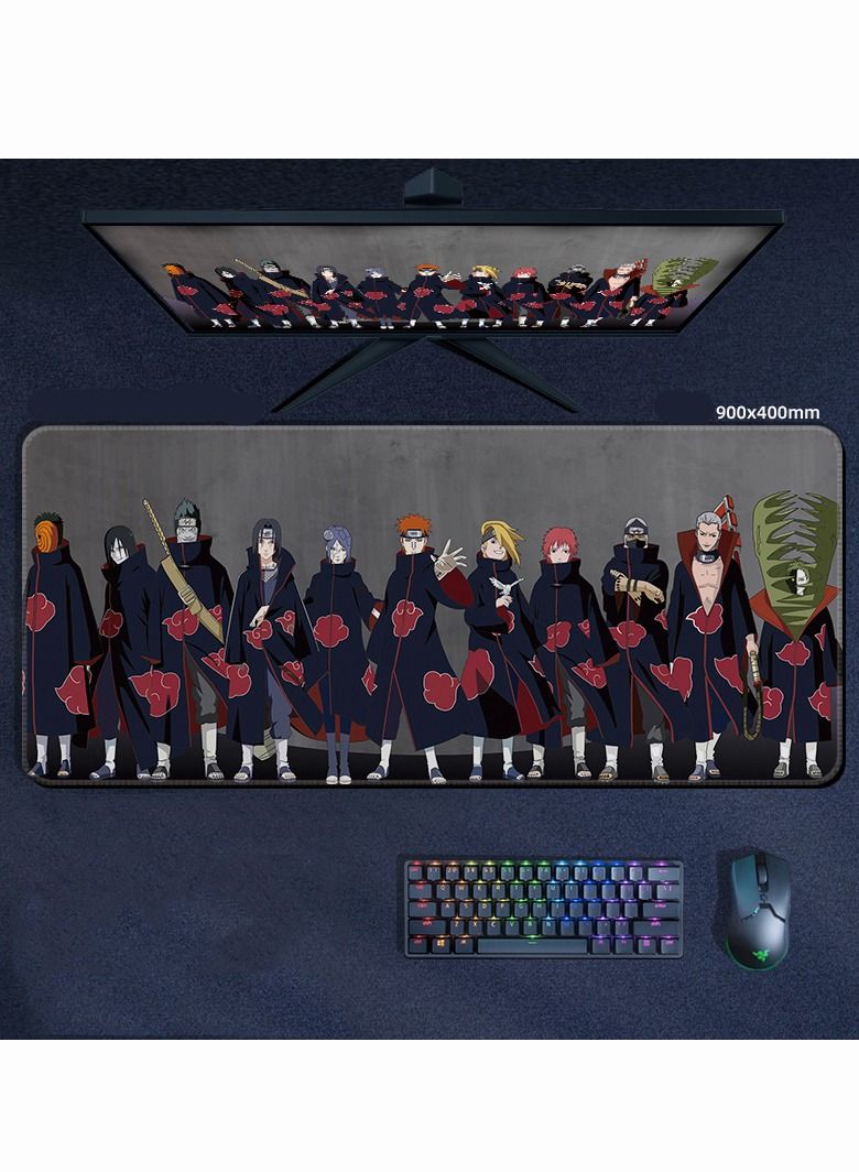 Naruto Large Mouse Pad for Computer Non Slip Rubber Base 900*400*3mm Home Office Long Stitched Edge Mouse Mat for Laptop 