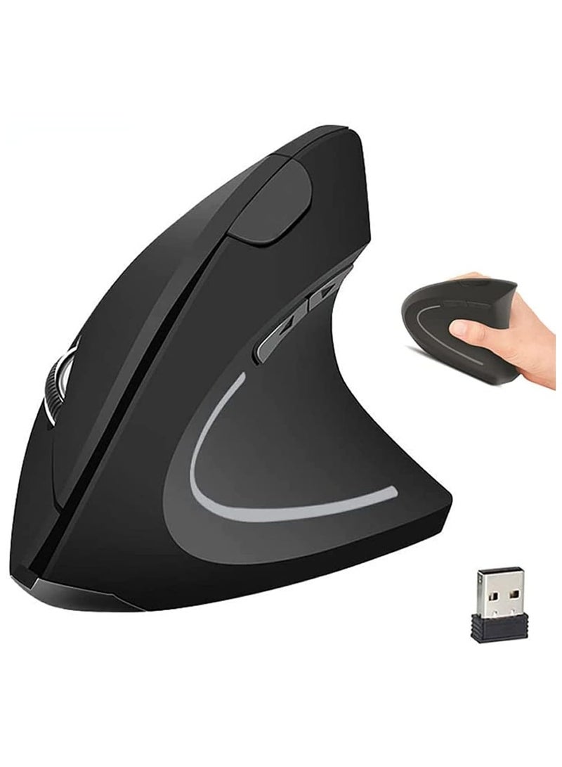 CROIRE CROIRE ErgoFlow 2.4G Wireless Vertical Mouse Ergonomic Upright Mouse Optical Mouse 3 Adjustable DPI Levels/Plug&Play Black - Image 1