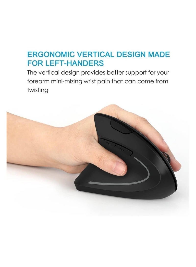 CROIRE CROIRE ErgoFlow 2.4G Wireless Vertical Mouse Ergonomic Upright Mouse Optical Mouse 3 Adjustable DPI Levels/Plug&Play Black - Image 4