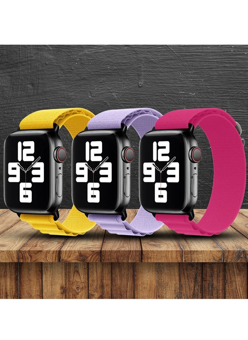 CATANES - 3 Pack Of Apple Watch Alpine Loop Band 38mm 40mm 41mm Women Men Adjustable with Metal G-Hook Strap for iWatch Series 7/SE/6/5/4/3/2/1 Multicolour - Image 1