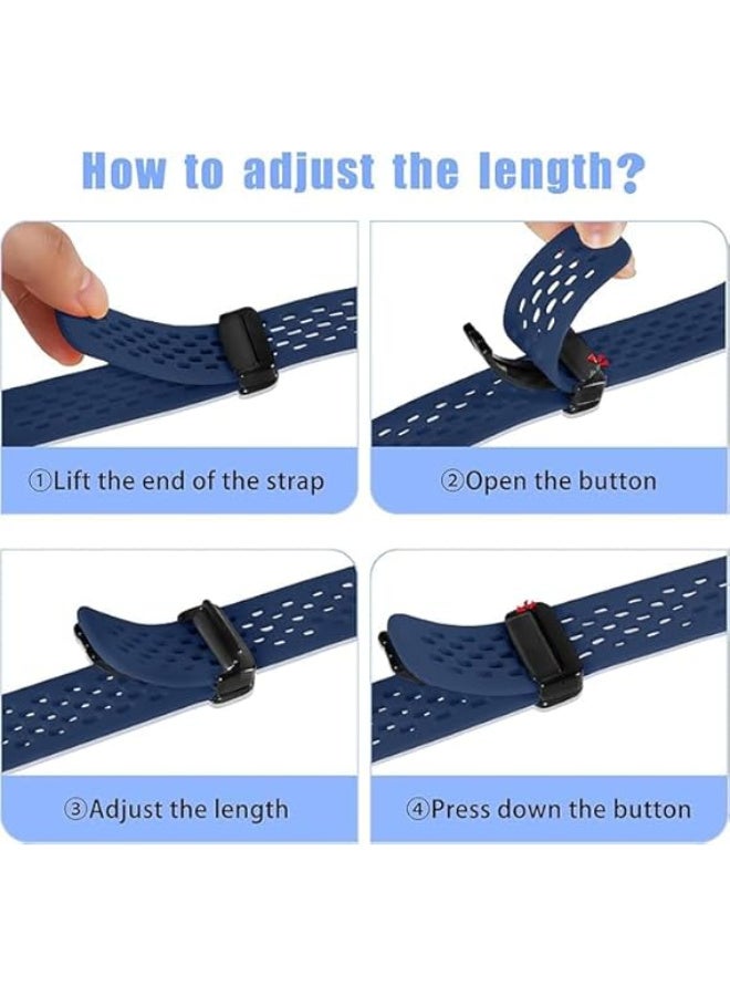 Strap For Xiaomi Mi Band 10/9/8 Magnetic Metal Buckle Sport Breathable Strap for Men Women Band Quick Release Soft Replacment Wristband For Xiaomi Smart Band 8/9/10 (Blue) - Image 4