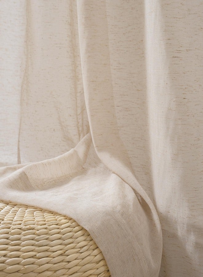 FMFUNCTEX Linen Sheer Curtains for Bedroom, Taupe Curtains 63 Inch Length for Living Room, Brown Farmhouse French Flax Blend Window Draperies, Rod Pocket 2 Panels Set - Image 3