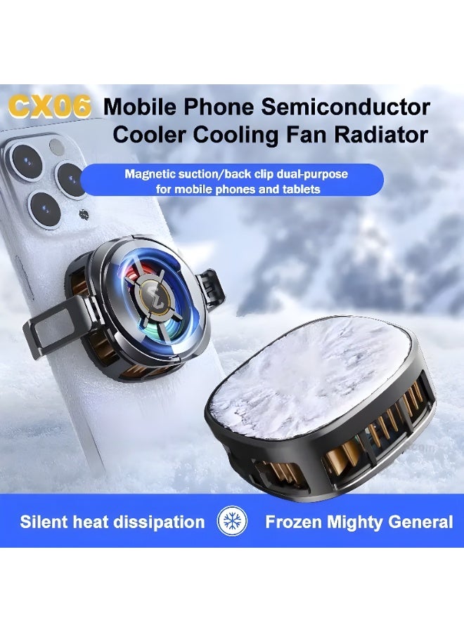Memo CX06 Magnetic Mobile Cooling Fan - Temperature Display - Instant Cooling - Low Noise Design - USB & Type-C Connection - Black - Image 4
